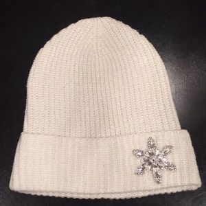 White sparkly snowflake hat